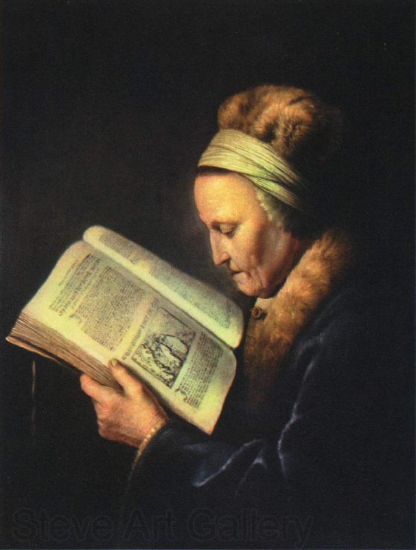 Gerrit Dou Portrait of an old woman reading Germany oil painting art